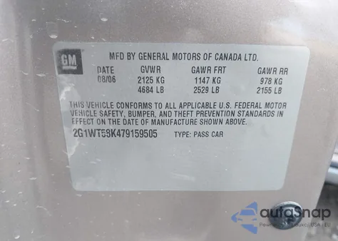 2007 Chevrolet Impala Lt z USA, uszkodzony, nr VIN 2G1WT58K479159505